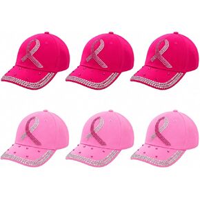 Newcotte 6 Pcs Breast Cancer Awareness Vintage Baseball Cap Gifts Embroidered Breast Cancer Hats for Women Hope Pink Ribbon Hats in Kuwait