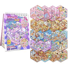 20 Sets 3D Scene Sticker Book for Kids & Adults Fun Mini Cute Kawaii Stickers Therapy 3D Stickers Book Relief Stress Pass The Time in Kuwait