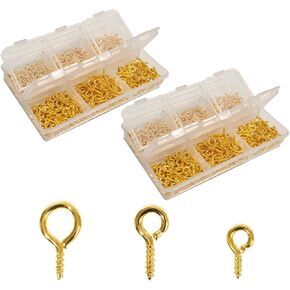 400 Pack Small Eye Hooks, Screw Eye Pins, Eyepins Fasteners for Jewelry Making, DIY Crafts, Keychains (400, Gold&Silver) in Kuwait