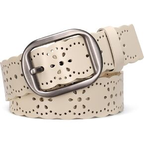 JASGOOD Women’s Hollow Flower Leather Belt for Jeans Pants Wide Belt for Ladies in Saudi Arabia