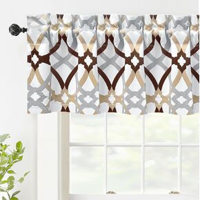 DriftAway Alexander Blackout Valances for Windows Thermal Insulated Kitchen Topper Geometric Moroccan Mid Century Pattern Match Thick Bathroom Curtain Valance Rod Pocket 52 Inch by 18 Inch Navy/Gray in Saudi Arabia