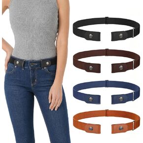WHIPPY 3 Pieces 4 Pieces Buckle Free Adjustable Women Belt, No Buckle Invisible Elastic Belt for Jeans Pants in Saudi Arabia