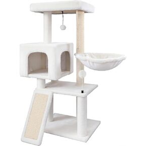 Cat Tree with Cat Condo and Two Hammocks, Cat Tree with Scratching Posts and Scratching Pads, Cat Tower for Indoor Cats, Activity Centre Climbing Tree with Playful Toy Balls, Grey in Kuwait