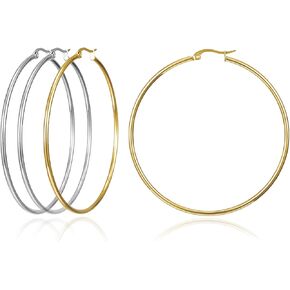 Huge Gold Hoop Earrings for Women - Plated Gold Stainless Steel Hooped Earrings for Women, 70-100mm Large Gold Hoop Earrings in Saudi Arabia