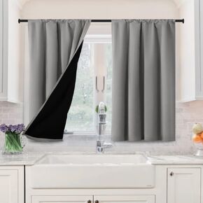 H.VERSAILTEX 100% Blackout Curtains for Bedroom Short Curtains Half Window Curtains for Kitchen, Privacy Energy Saving Curtain Tiers for Bathroom Shades, W 42 x L 36 inch, Light Sage, Set of 2 in Saudi Arabia