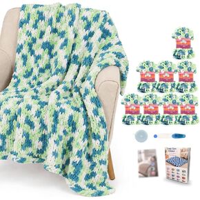 Aeelike Crochet Blanket Kit for Beginners, Khaki Chenille Loop Yarn in Kuwait