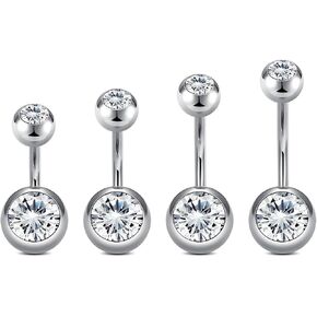 Longita Belly Button Rings Short Bar for Women Stainless Steel Belly Ring Navel Piercing Jewelry 14g Colorful Ball Pack 6mm 1/4" 8mm 5/16“ 10mm in Saudi Arabia