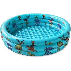 Dinosaur Inflatable Kiddie Pool, Blow Up 3-Ring Round Baby Play Center for Inside or Outdoor, Toddler Ball Pit/Fishing/Toys - 57'x15' in Kuwait