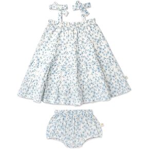 MakeMake Organics GOTS Organic Cotton Dress Girls Twirly Puff Sleeve Dress Short Sleeve Toddler Newborn to 5 Years in Saudi Arabia