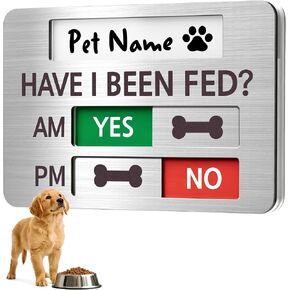 Pet Feeding Reminder Supplies with Built-in DIY Name Slot, Feed Tracker for Dog Cat & Household Pets, Prevent Overfeeding or Missed Feeds, Includes Acrylic Cover, Tapes, Black, 6.5"x4.5" in Kuwait