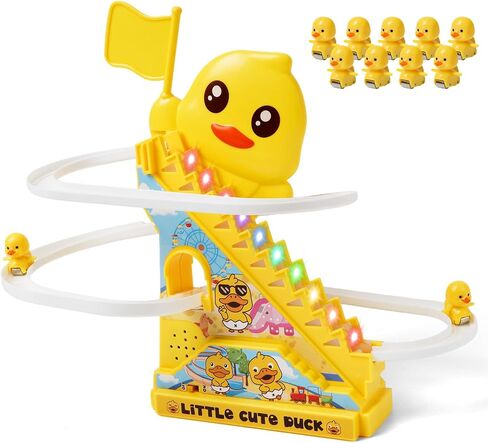 Kids Small Duck Climb Stair Slide Toy,Duck Roller Coaster Tracks Toys Set in Kuwait