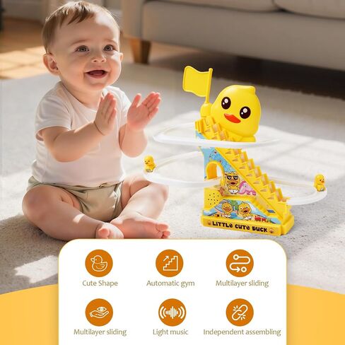 Kids Small Duck Climb Stair Slide Toy,Duck Roller Coaster Tracks Toys Set in Kuwait