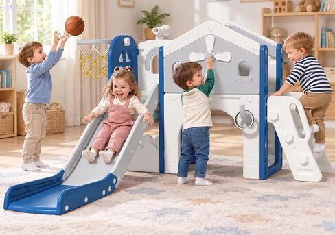 Babytronic Toddler Slide Playset, 10-in-1 Kids Slide for Toddlers 1-3, Blue in Kuwait