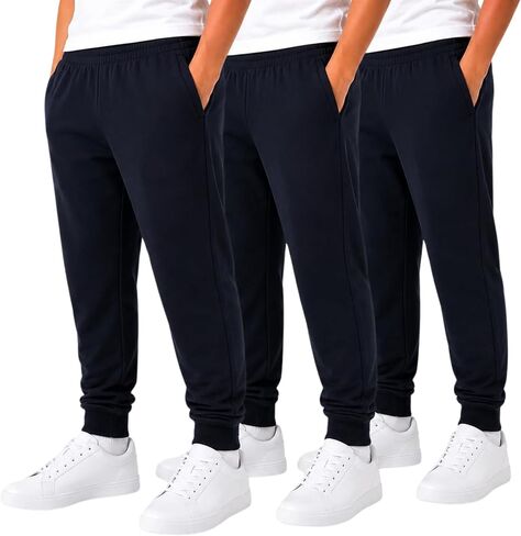 Power Forward Boys Youth Warm Fleece Elastic Waist Joggers Sweatpants 3 Pack in Kuwait