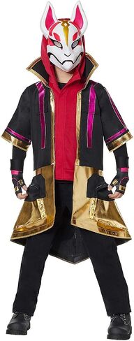 Spirit Halloween Fortnite Kids 2-Fer Drift Costume | Officially Licensed | Video Game Cosplay | Group Costume | Kitsune Mask in Kuwait