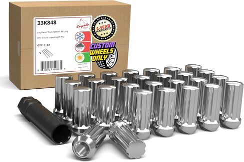 Wheel Accessories Parts 32 Pcs 14mm 1.50 14x1.50 Thread Truck 1.90" Long Spline Lug Nuts Chrome Truck 7 Spline Fits 1999+ Chevy Silverado GMC Sierra 2500 3500 Ford 2005+ F250 F350 2011+ Ram 2500 3500 in Kuwait