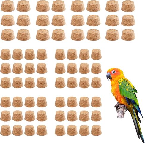 2 Pcs Wooden Bird Chew Toys - 7.9" Hanging Parrot Toys, 92 Detachable Corks in Kuwait