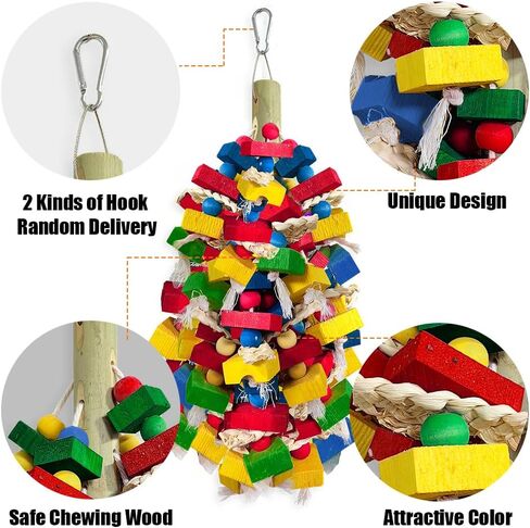 Parrot Toys for Large Birds, Multicolored Wooden Blocks Bird Chewing Toy Parrot Cage Bite Toy for Macaws Cokatoos African Grey and Large Medium Parrot Birds (Block) in Saudi Arabia
