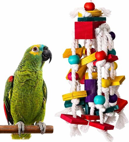 Rypet Large Parrot Cage Toy, Wood Rope Bite Toy for Cockatiels Conures in Saudi Arabia