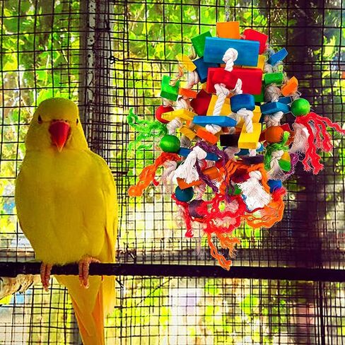 Rypet Large Parrot Cage Toy, Wood Rope Bite Toy for Cockatiels Conures in Saudi Arabia