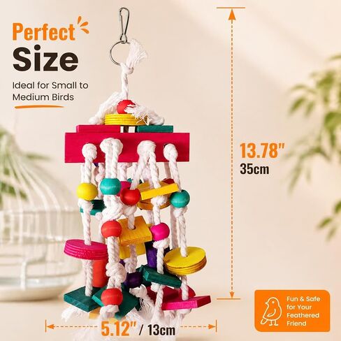Rypet Large Parrot Cage Toy, Wood Rope Bite Toy for Cockatiels Conures in Saudi Arabia