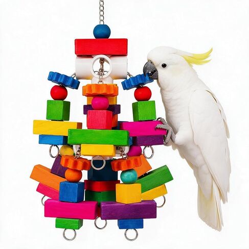 Parrot Chew Toys, Large Bird Toys with Wooden Blocks for Macaws, Conures in Saudi Arabia