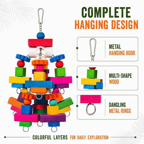 Parrot Chew Toys, Large Bird Toys with Wooden Blocks for Macaws, Conures in Saudi Arabia