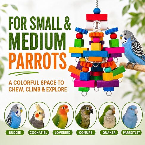Parrot Chew Toys, Large Bird Toys with Wooden Blocks for Macaws, Conures in Saudi Arabia