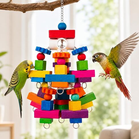 Parrot Chew Toys, Large Bird Toys with Wooden Blocks for Macaws, Conures in Saudi Arabia