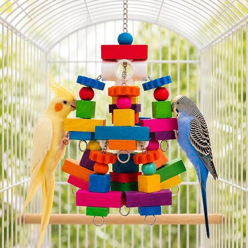 Parrot Chew Toys, Large Bird Toys with Wooden Blocks for Macaws, Conures in Saudi Arabia