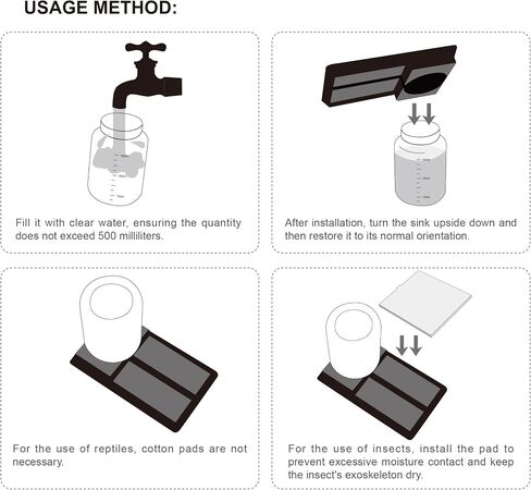500ml Cricket Reptiles Water Feeder Reservoir Keeper, 2-in-1 Automatic Water Dispenser with Unique Sponge Pad Design for Geckos, Lizards, Bearded Dragons, Turtles in Saudi Arabia