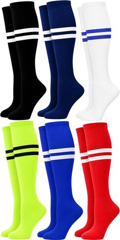 Winterlace Kids Soccer Socks, 6 Pairs for Boys Girls, Youth Knee High Athletic Sports Football Gym School Team Pack Children in Kuwait
