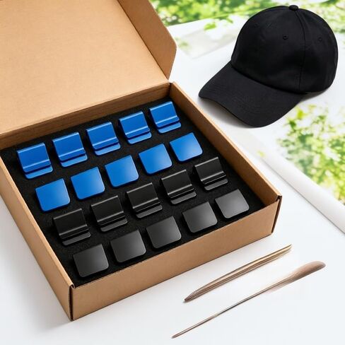 12 Pack Blank Aluminum Hat Brim Clips, 6 Royal Blue + 6 Black, for Laser Engraving, Vinyl, UV Printing, DIY Golf Hat Accessories, Customizable Hat Clips for Small Business & Personalized Gifts in Kuwait