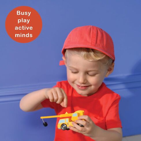 Mentari Wooden Construction Vehicles Bundle - Pretend Play Building Site Toy Set with Trucks & Crane - Interactive Engineering Toys for Kids & Toddlers Age 3+ in Kuwait
