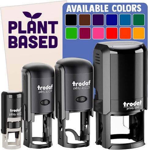 Plant Based Vegan Vegetarian Self-Inking Rubber Stamp Ink Stamper for Stamping Crafting Planners - 1 Inch Medium - Black Ink in Kuwait