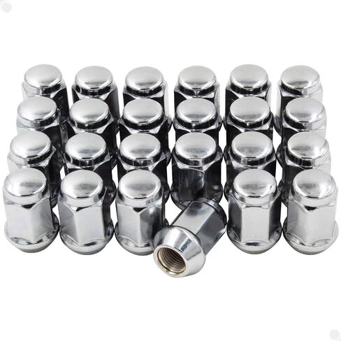 Wheel Accessories Parts Set of 24 Black 1/2 Lug Nuts Closed End Bulge Acorn Lug Nut Style 1.38" Long Cone Seat 19mm (3/4") Hex Wheel Lug Nut (1/2x20, Black) in Kuwait