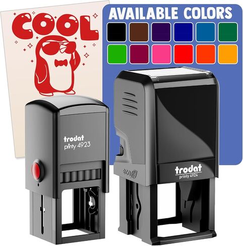 Cool Penguin Self-Inking Rubber Stamp Ink Stamper - 1 Inch Small - Black Ink in Kuwait