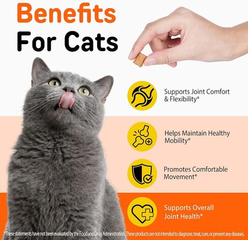 Hip & Joint Bites for Cats - Cat Joint Supplement,Chicken Flavored Glucosamine Joint Supplement for Cats - Cat Joint Supplement for HIPS & Joints, Cat Arthritis Pain Relief, with Green Lipped Mussel in Saudi Arabia