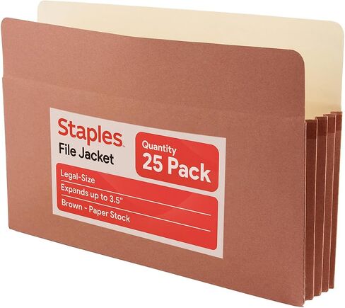 Staples 418319 File Pockets 3.5-Inch Expansion Legal Size Brown 25/Box (1526Es) in Kuwait