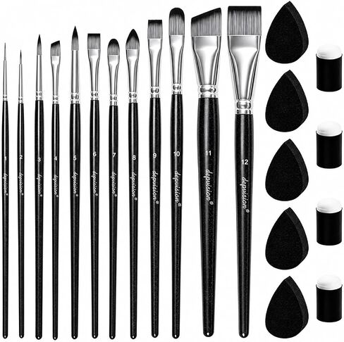Depvision Face Paint Brushes Set 12 Pcs Face Painting Brushes and Sponges Set Professional Paint Brushes for Body Art Painting Acrylic Oil Watercolor Artist Paintbrush for Halloween Cosplay with Case in Saudi Arabia