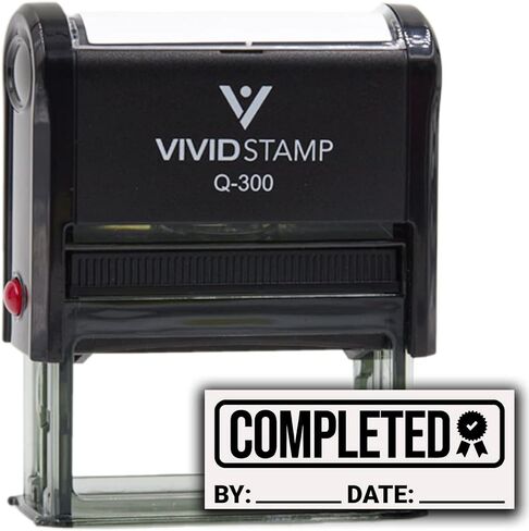 Completed with by Date Line (Rosette) Self Inking Rubber Stamp (Blue Ink) - Q-400 in Kuwait