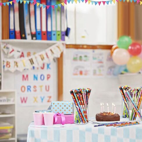 Funrous 200 Pcs Happy Birthday Pencils for Students Bulk Colorful Pencils with Top Erasers for Teachers Classrooms Reward Kids Birthday Party Supplies Gifts, 10 Assorted Style in Kuwait