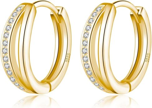 Reffeer 925 الفضة الاسترليني مكعب زركونيا هوب الأقراط Huggies للنساء الفتيات الأقراط Huggie الصغيرة الغضروف الحلزون هوب الأطواق الحد الأدنى in Kuwait