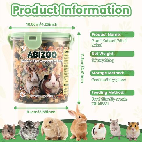 Abizoo Small Animal Treats Dried Vegetable & Fruit Bunny Treats Mix in Kuwait