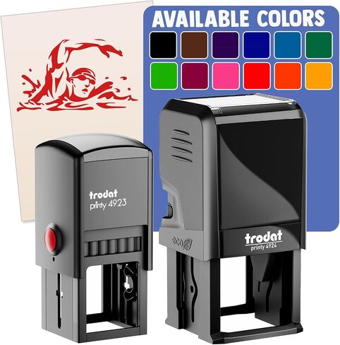 Swimmer Swimming Freestyle Taking Breath Self-Inking Rubber Stamp Ink Stamper - 1 Inch Small - Black Ink in Kuwait
