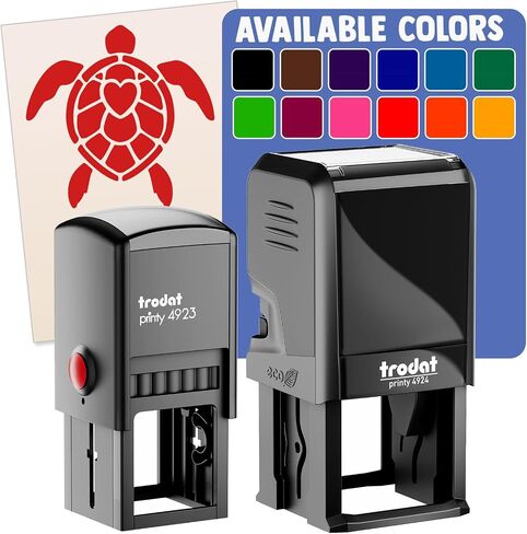 Sea Turtle Heart in Shell Self-Inking Rubber Stamp Ink Stamper - 1 Inch Small - Black Ink in Kuwait