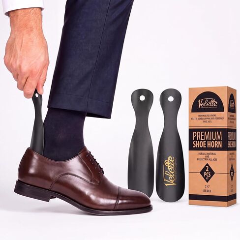 Velette 16.5" Long Shoe Horn Long Shoe Handle for Boots, 7.5" Travel Shoe Helper, Shoe Horns for Seniors, Men, Women in Kuwait