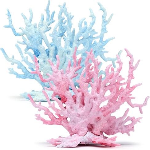 2 PCS Aquarium Coral Ornament, Blue Pink Coral Reef Decor, Artificial Plants Fish Tank Decorations in Kuwait