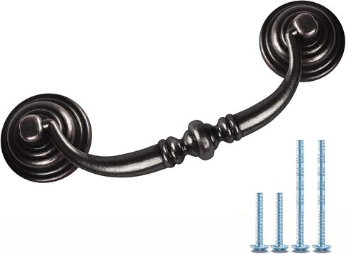 MuDuJia 6-حزمة 4 1/4 "C-C درج رث أنيق يسحب مقابض خزانة المطبخ البرونزية العتيقة قطرة الكفالة تسحب مقابض (6، 4.25" مركز ثقب / بروزن العتيقة) in Kuwait