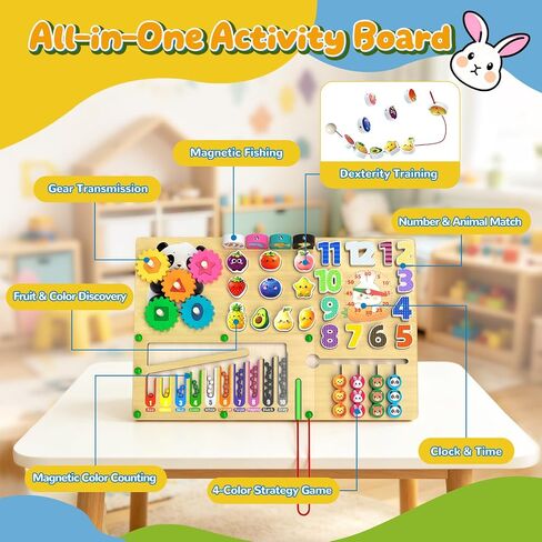 9-in-1 Montessori Busy Board Wooden Magnetic Maze Toy for 3+ Year Old Gift in Kuwait